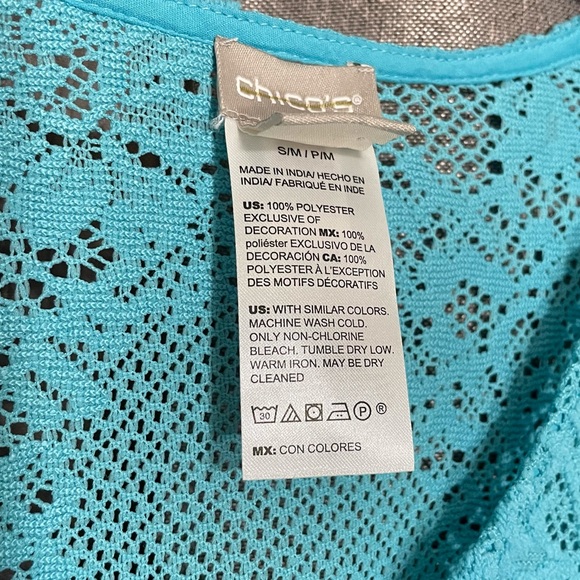 Chico’s Women’s Lightweight Light Blue Lace Poncho - Picture 10 of 12